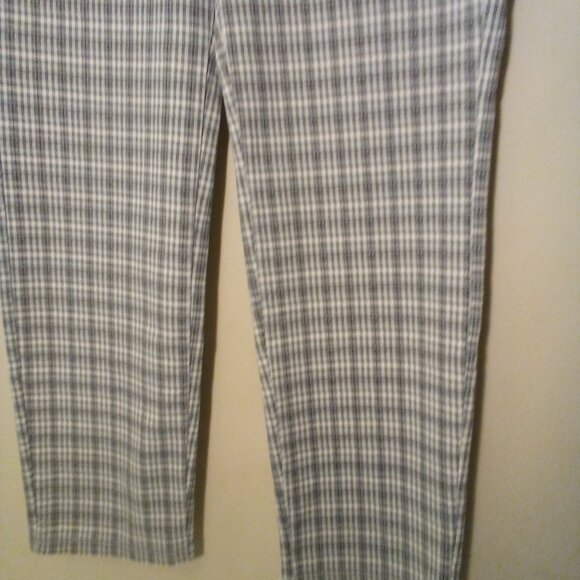 Liverpool Pants Women 10 Stretch Straight Plaid Blue Brown - Picture 7 of 16